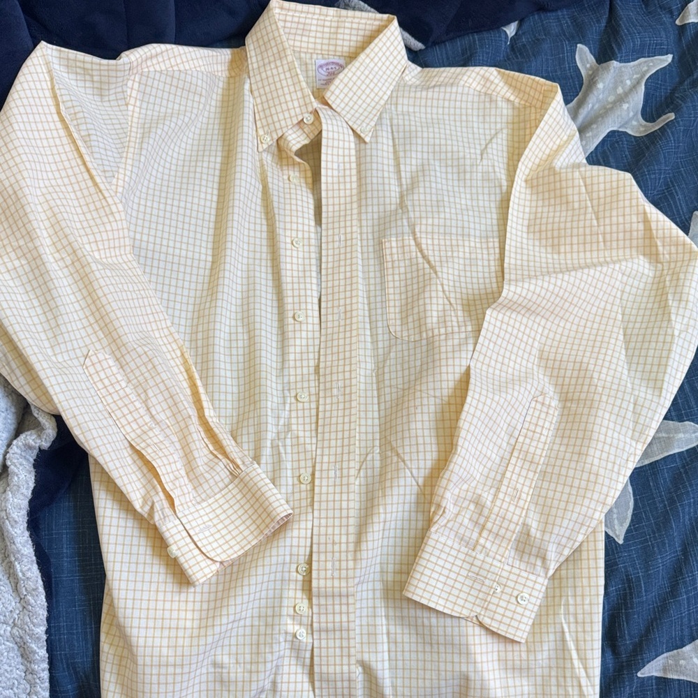Brooks Brothers Yellow Plaid Casual Shirt